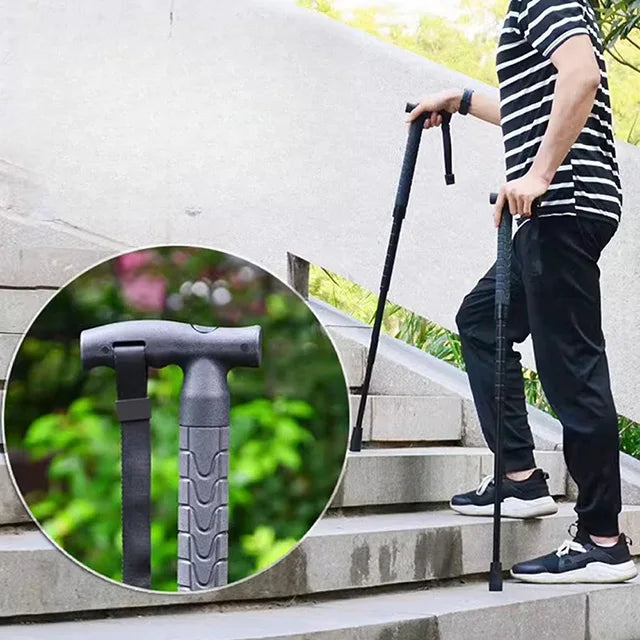 Telescopic Hiking and Trekking Pole with Self-Defense Baton