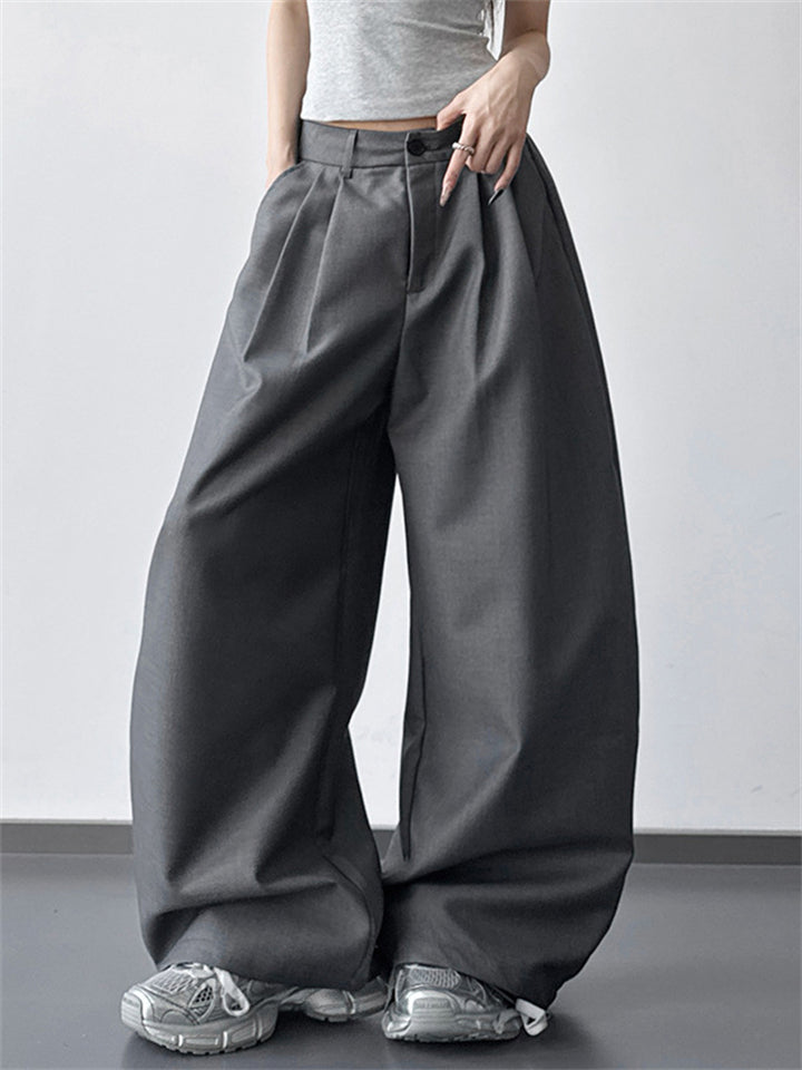 Women's Oversized Baggy Wide Leg Buttoned Casual Pants