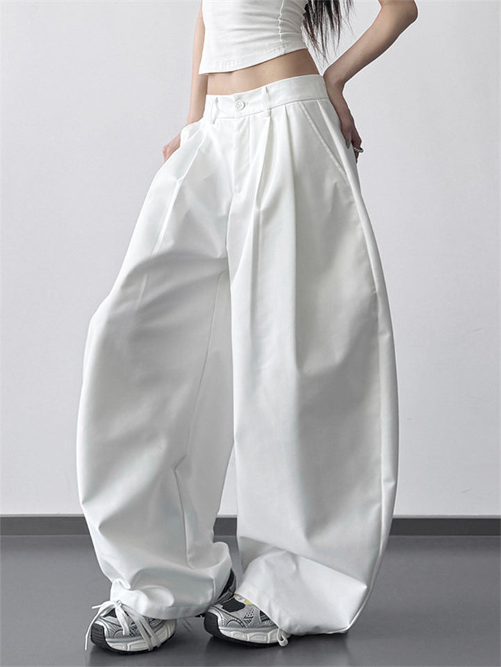 Women's Oversized Baggy Wide Leg Buttoned Casual Pants