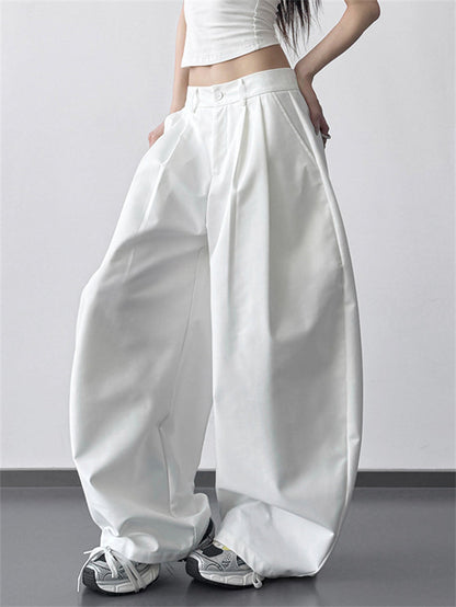 Women's Oversized Baggy Wide Leg Buttoned Casual Pants
