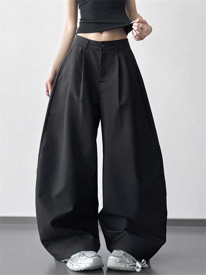 Women's Oversized Baggy Wide Leg Buttoned Casual Pants
